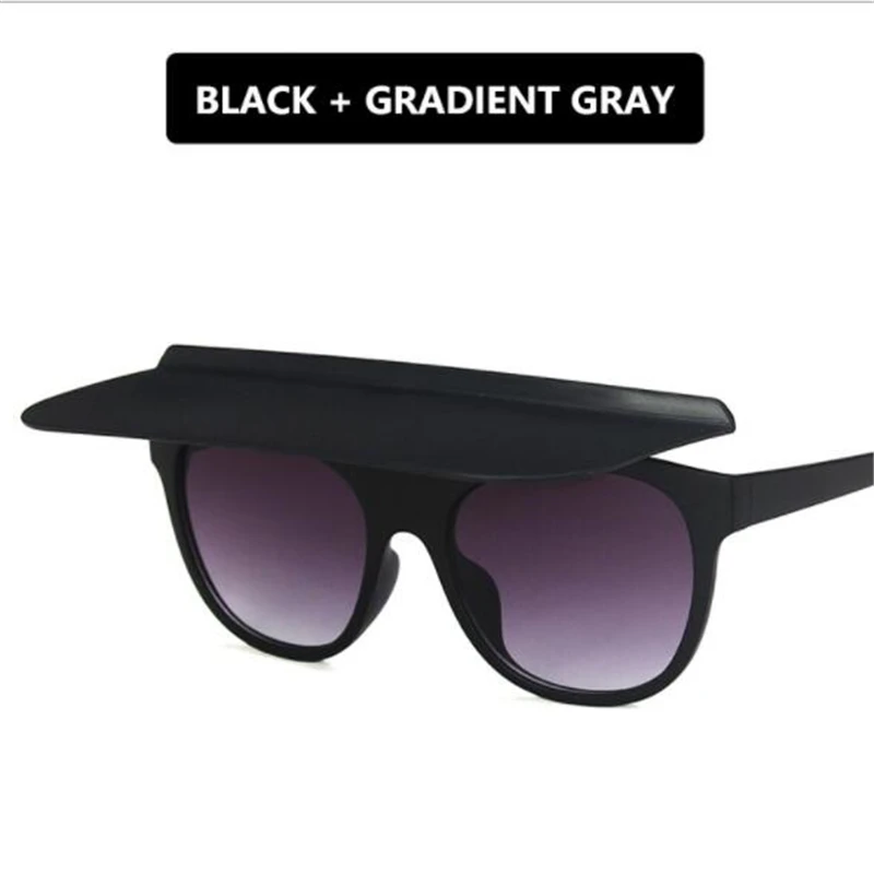 New frame, glasses and hat dual-use Plastic flip sunglasses Star sunglasses Retro catwalk sun visor Polarized glasses