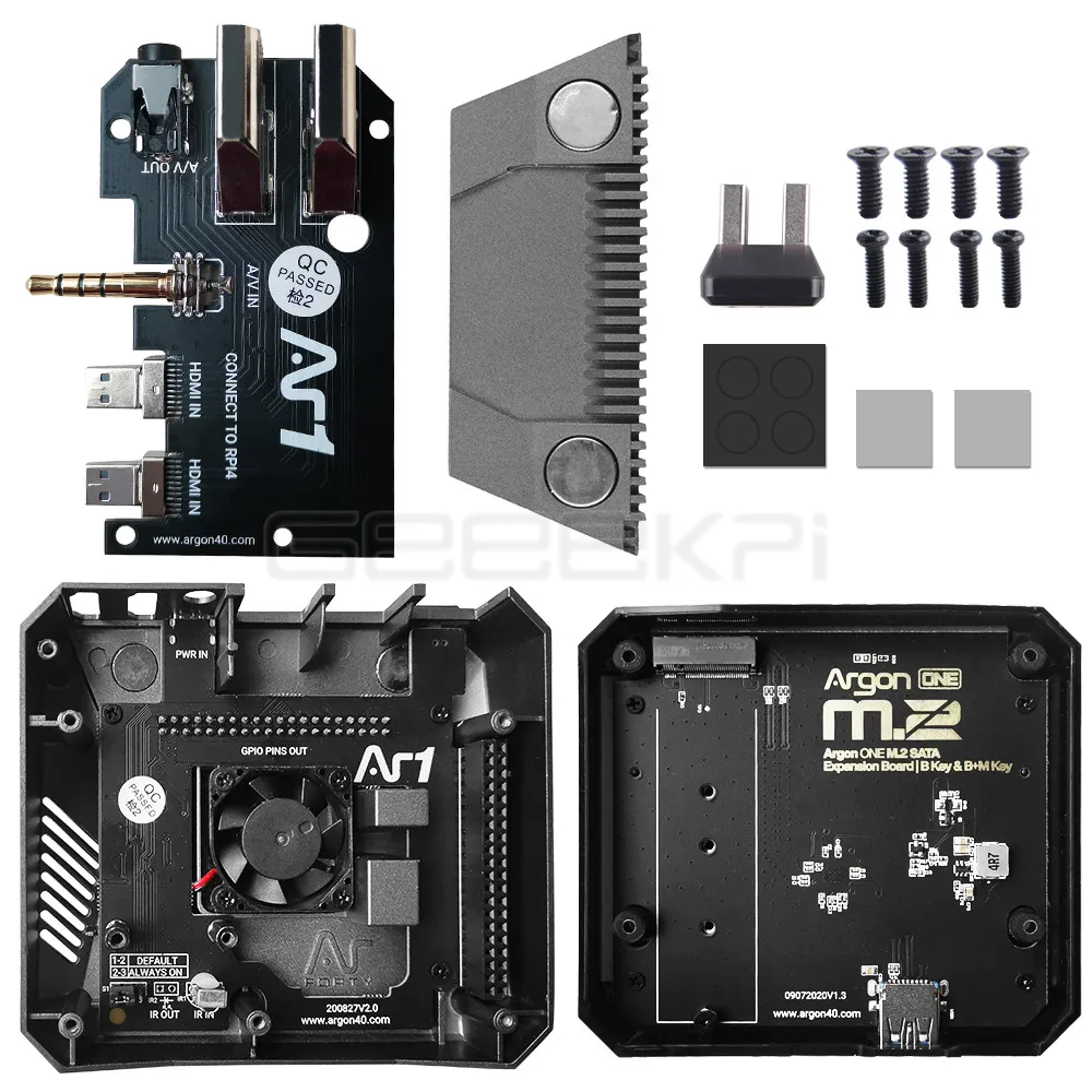 Argon ONE M.2 Case for Raspberry Pi 4 Model B M.2 SATA SSD to USB 3.0 Board Support UASP Built-in Fan Aluminum Case