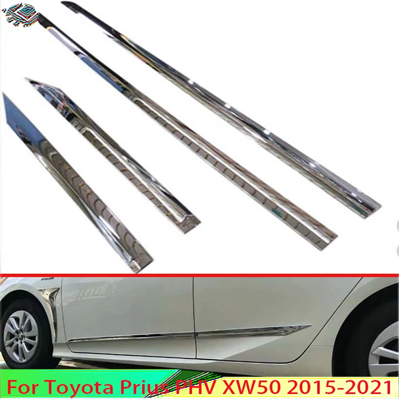 For Toyota Prius XW50 PHV 2016 2017 2018 2015 2019 2020 2021 Car Accessories ABS Chrome Side Door Line Garnish Body Trim