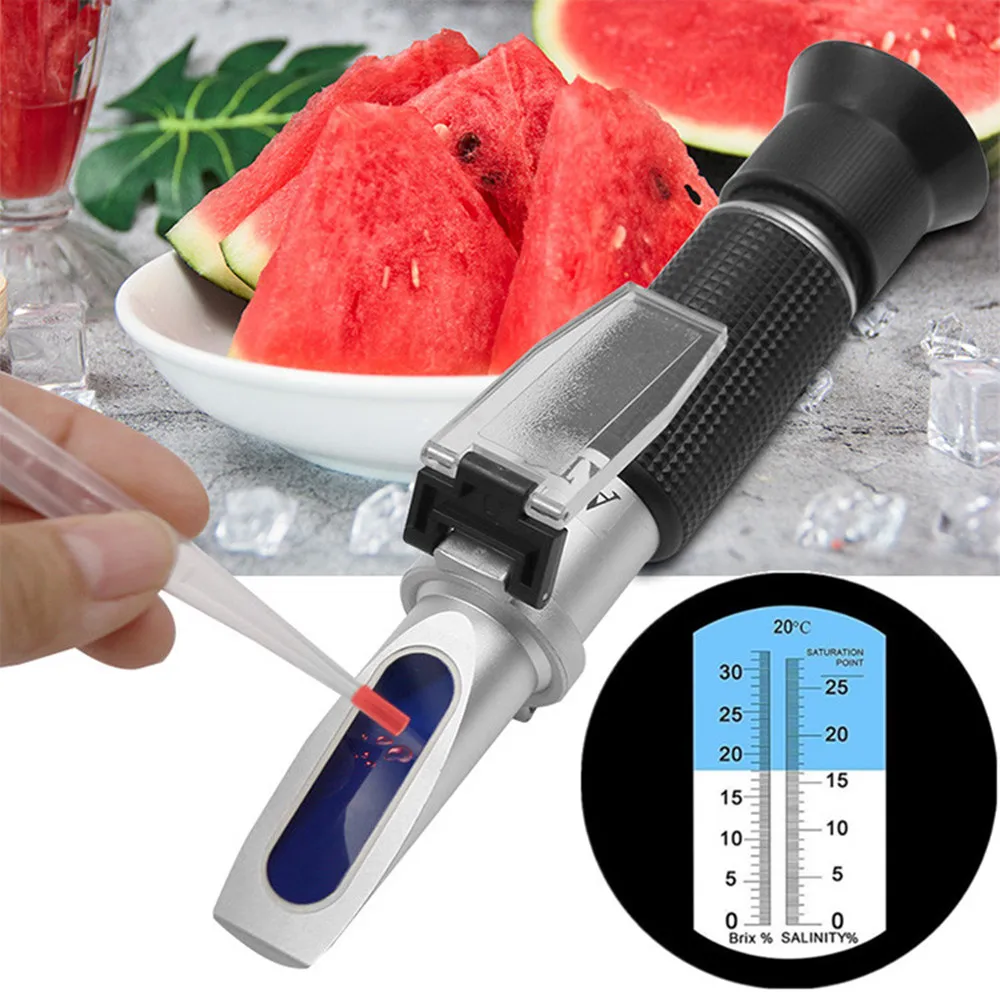 0-28% Salinity Meter 0-32% Brix Dual Scale Refractometer 2 In 1 Brix & Salt Refractometer With ATC Tester for Brine Fruit 50%off