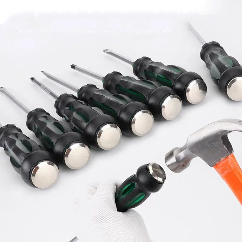 7PCS Through-the-core Screwdriver Set Strong Magnetic Cross Word Percussion Screwdriver Household Repair Tool