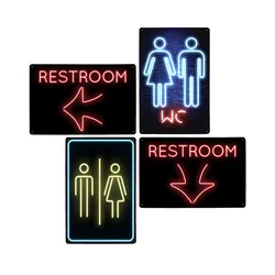 Toilet Guide WiFi Neon Sign Instruct Plaque Tin Painting Decorative WC Bathroom WANTED Metal  Poster Art Plates 20x30cm