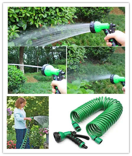 

15M Flexible Garden Watering Coil Hose With Water Gun Quick Connector Retractable Flexible Expandable Garden Sprayer Shower