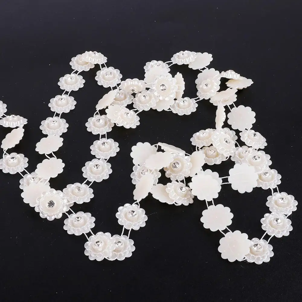 1M Artificial Pearls imitation Beads Chain Garland Flowers Rhinestone For Wedding Dress fabric Decoration Sewing Handmaking diy