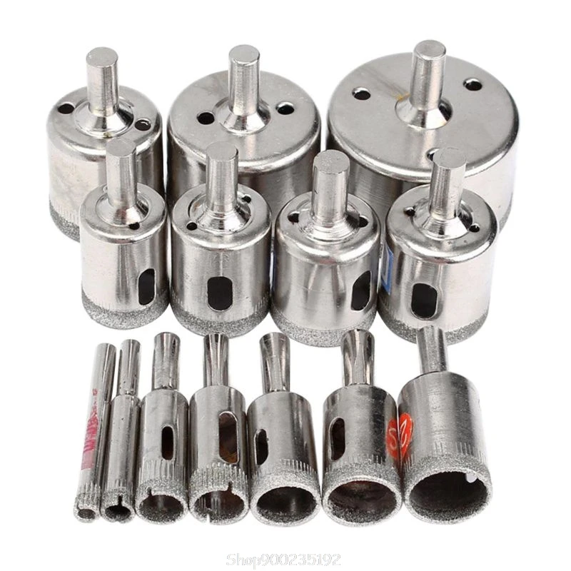 

15Pcs Diamond Cutter Hole Drill Bits Set Glass Ceramic Tile Saw Cutting Tool 6-50mm Au 20 Dropship