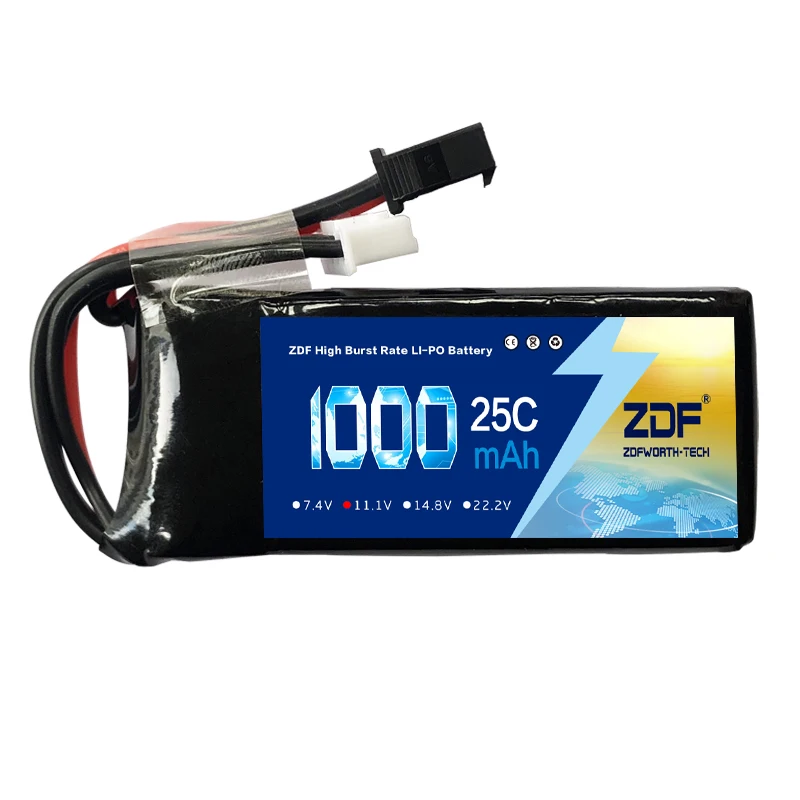 Good Quality ZDF li-Polymer Lipo Battery 11.1V 1000mah 25C 3S T Plug For Mini Airsoft Guns Battery RC Model Bateria