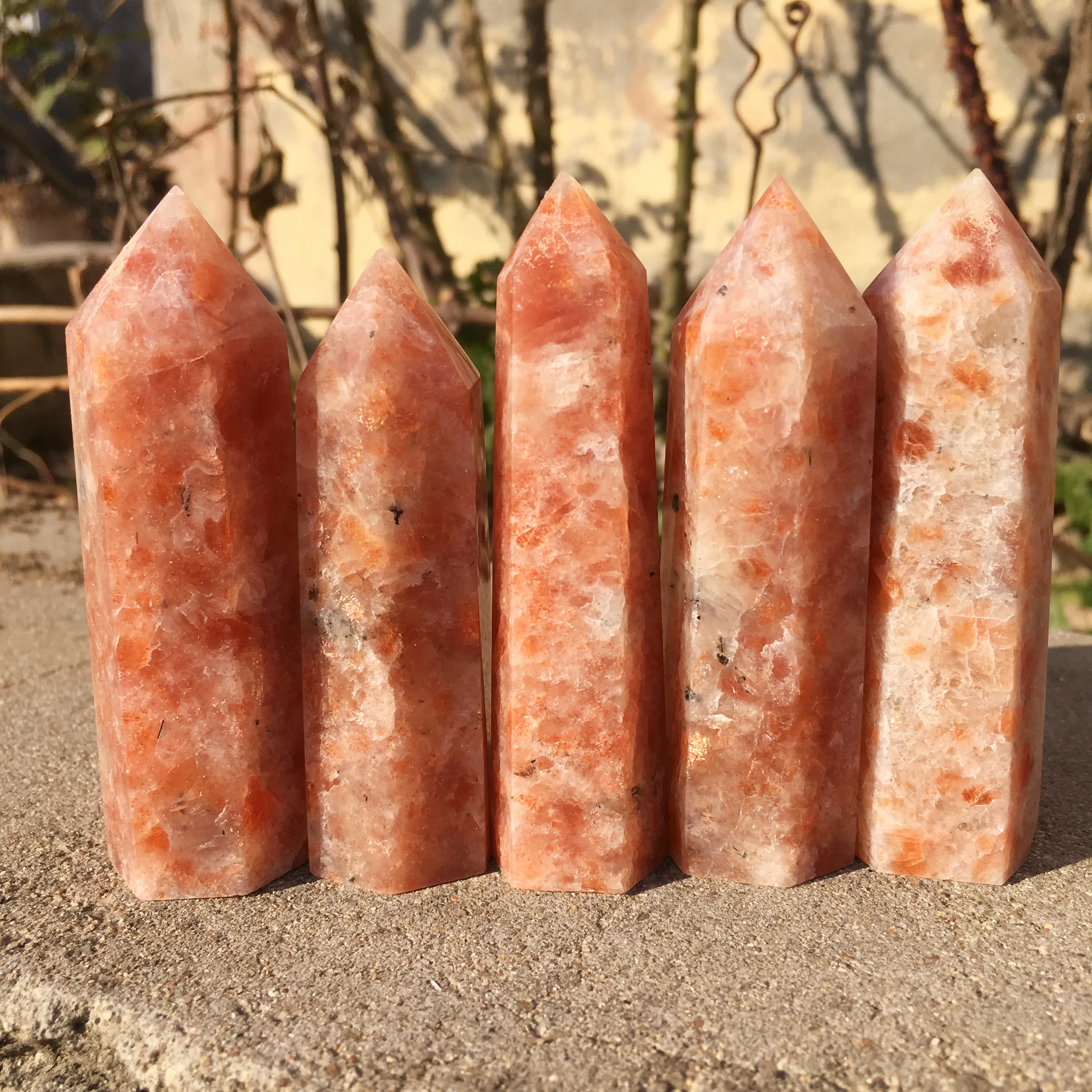 Natural quartz tower orange spiritual healing crystals sunstone point for sale