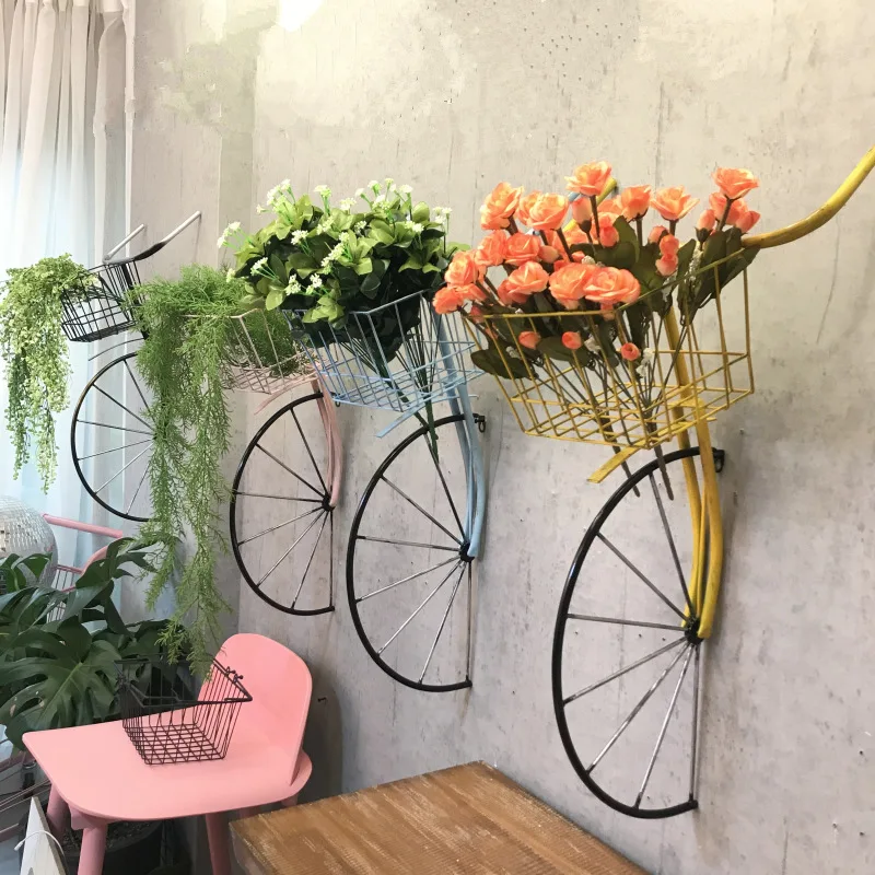 Retro Creative Wrought Iron จักรยานแขวนผนังจักรยานด้านหน้าตกแต่งชา Shop Coffee Shop Bar ตกแต่ง