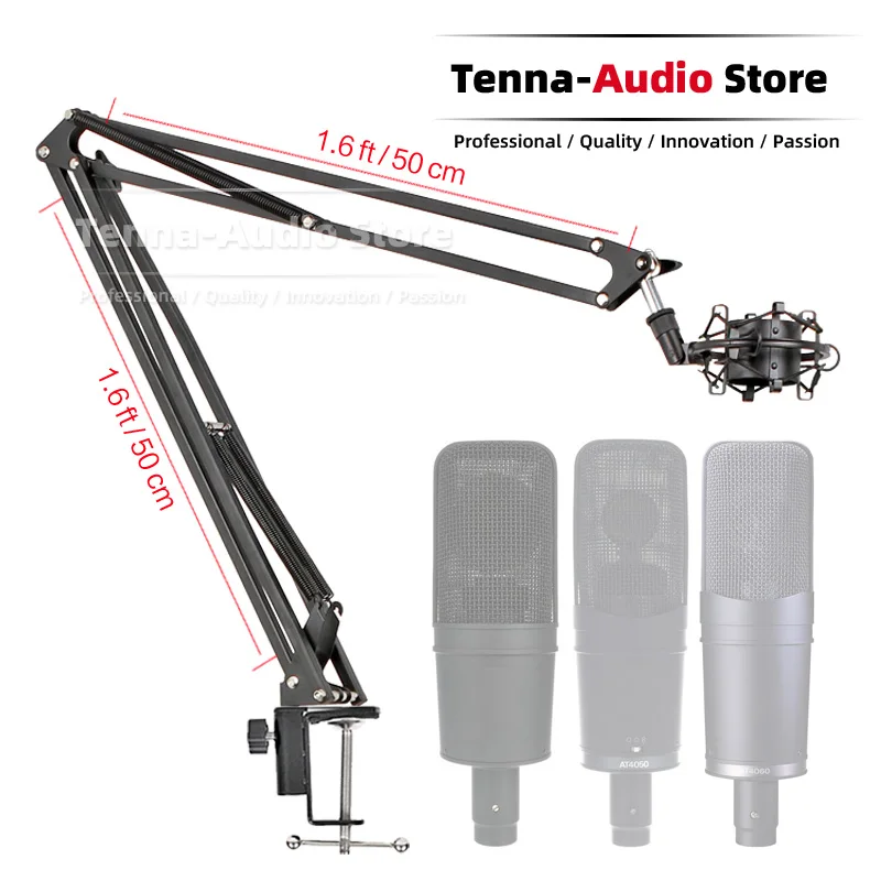 For AUDIO TECHNICA AT4050 AT4033 AT4040 AT4033A Mic Shock Mount Tabletop Clamp Suspension Boom Arm Microphone Stand Holder Clip