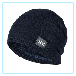 Letter Printed Skullies Beanies Men Knitted Winter Hats For Men Women Caps Beanie Plus Velvet Thick Warm Bonnet Men's Winter Cap