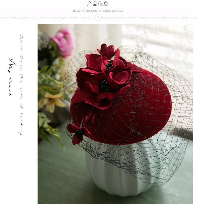 New Elegant Ladies Cocktail Fascinator Hat Flower Decoration Wedding Party Small Bridal Hats Photo Accessories