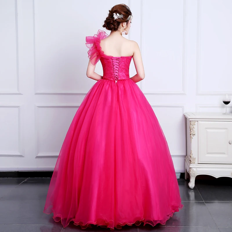 Vestidos de quinceañera de un solo hombro, apliques de rosa roja con cordones en la espalda, Vestidos dulces de 16 años para fiesta de graduación, vestido de baile Vintage
