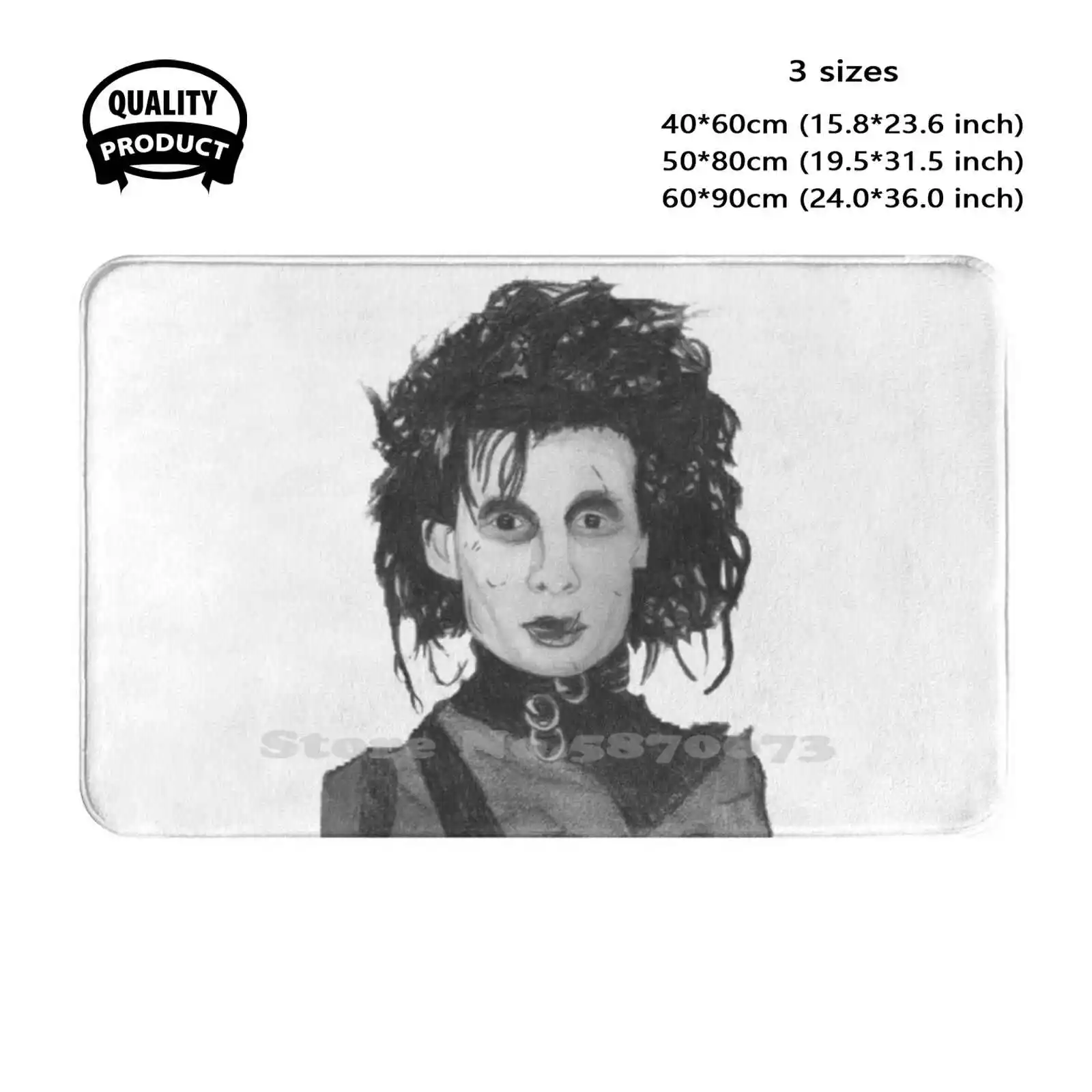 Prints Of Edward Scissorhands Graphite Drawing Soft Cushion Home Carpet Door Mat Car Rug Edward Scissorhaands Johnny Depp