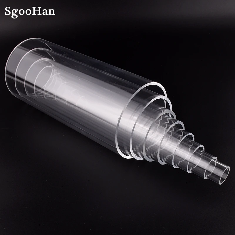 3pcs O.D 16~90mm Transparent Acrylic Aquarium Fish Tank Pipe Plexiglass Water Supply Tube Garden DIY Irrigation Fittings 32CM