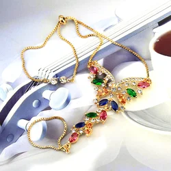 Sunspicems 2021 Morocco Gold Color Colorful Zircon Bracelet For Women Indian Wedding Jewelry Party Crystal Gift