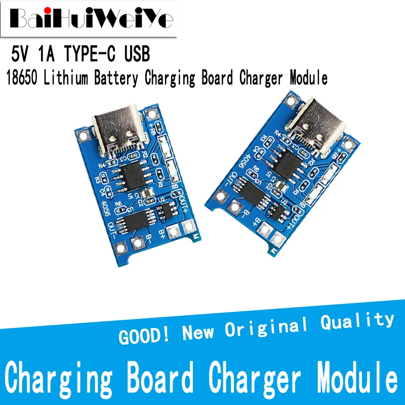 5Pcs 5V 1A TYPE C USB 18650 Lithium Battery Charging Board Charger Module+Protection Dual Functions TP4056 Module Charging