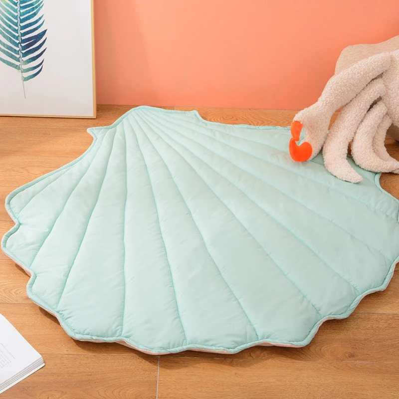 Alfombra de algodón para gatear para bebé recién nacido, manta con forma de concha, alfombra de juego para gatear, decoración para habitación de niños