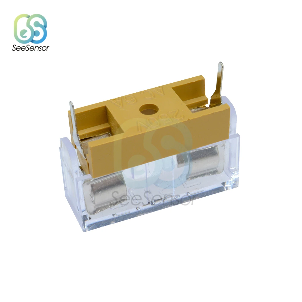 10Pcs/lot 5x20mm 250V 6A Fuse Holders 5X20 Insurance Tube Socket Fuse Holder PCB Panel Mount with Transparent Cover