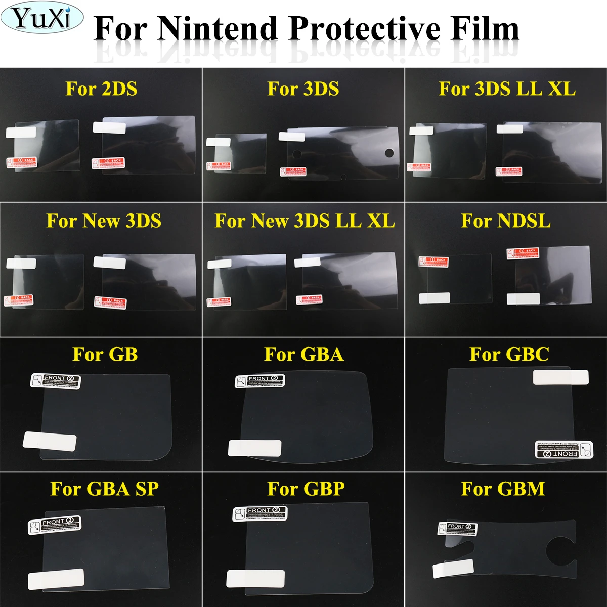 

YuXi Plastic Clear For Nintend Screen Lens Protector For GB GBA GBC GBA SP NDSL 2DS New 3DS XL LL Protective Film