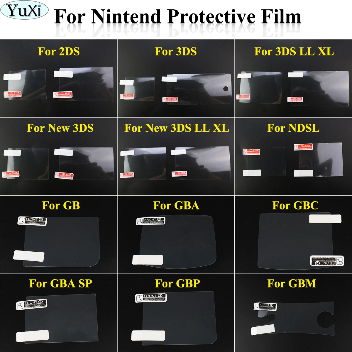 YuXi Plastic Clear For Nintend Screen Lens Protector For GB GBA GBC GBA SP NDSL 2DS New 3DS XL LL Protective Film