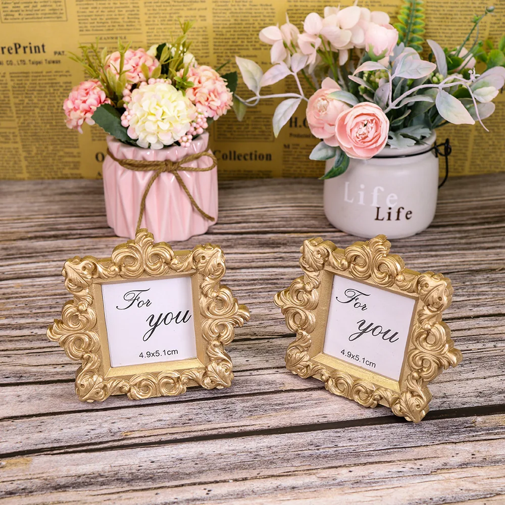 10pcs Gold Baroque Mini Photo Frame For Wedding Baby Shower Party Christmas Birthday Favor Gift Souvenir