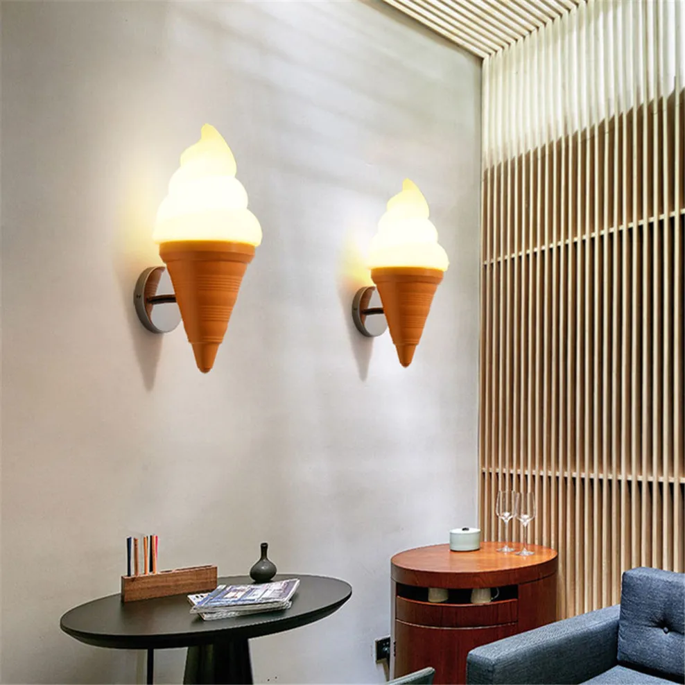 Dessert Shop Ice Cream Wall Lamp Creative Children'S Room Bedside Lights Art Deco Corridor Aisle Led Luminaire E27 Dropshipping