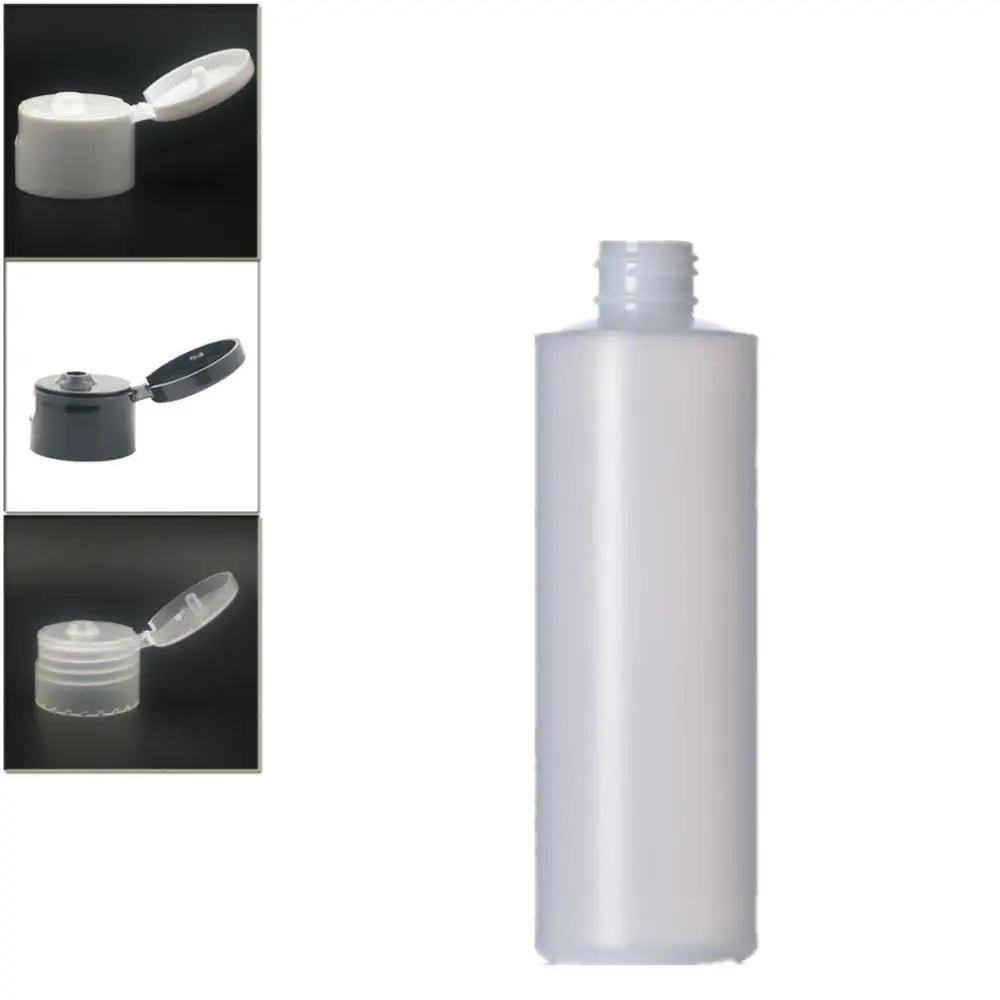 60/120ml/250/500ml 4/8oz empty plastic soft Squeeze , natural-colored HDPE cylinder round bottle with Flip Top disc spouted cap
