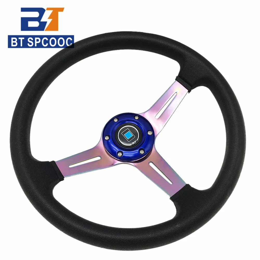 SPCOOC New Style PU 14Inch 345mm Car Steering Wheel Universal Deep 50mm Racing Sport Steering Wheel Fit For Car/ PC Racing Game