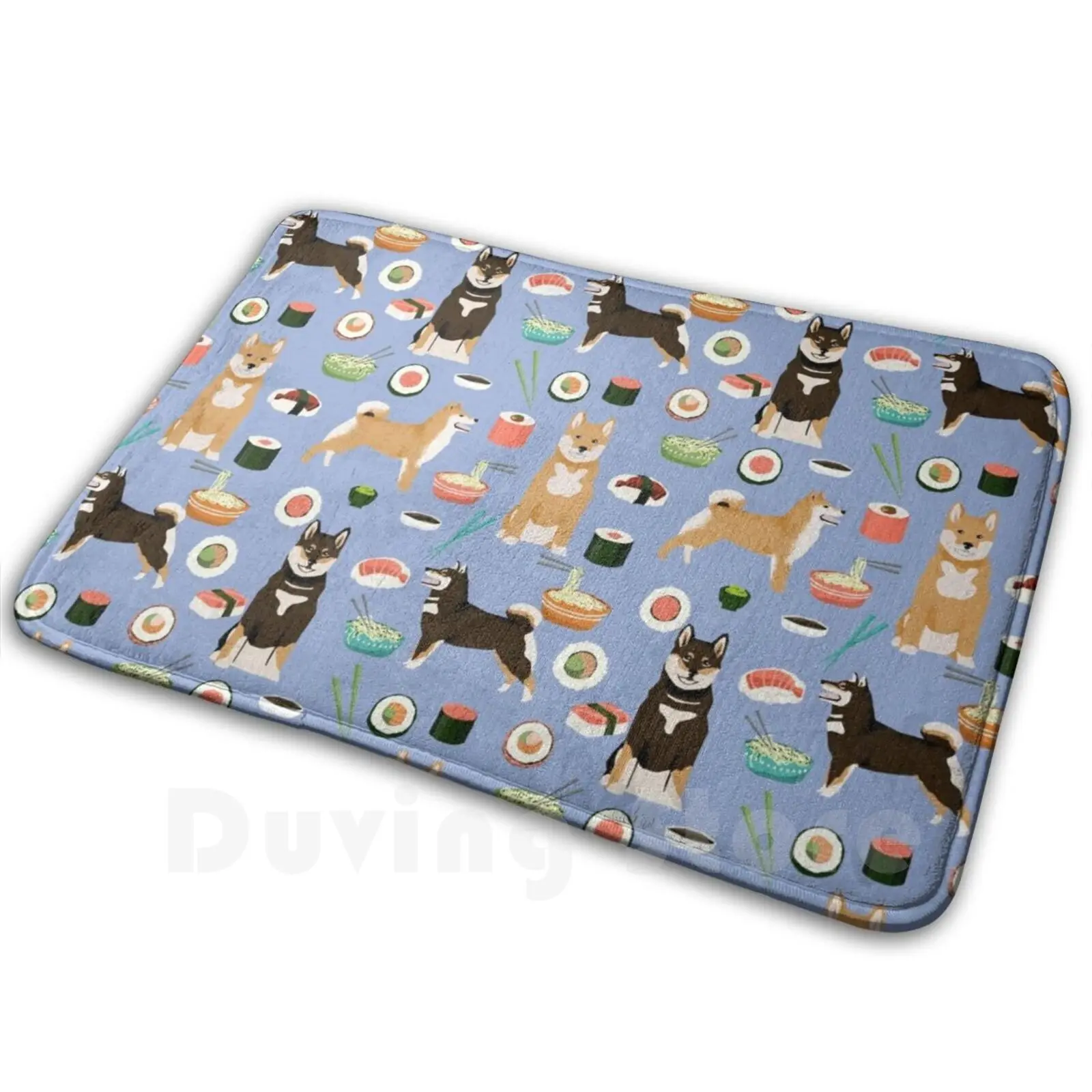 Shiba Inu fideos Pho comida lindo perro arte Sushi perros mascota retrato patrón por Petfriendly alfombra