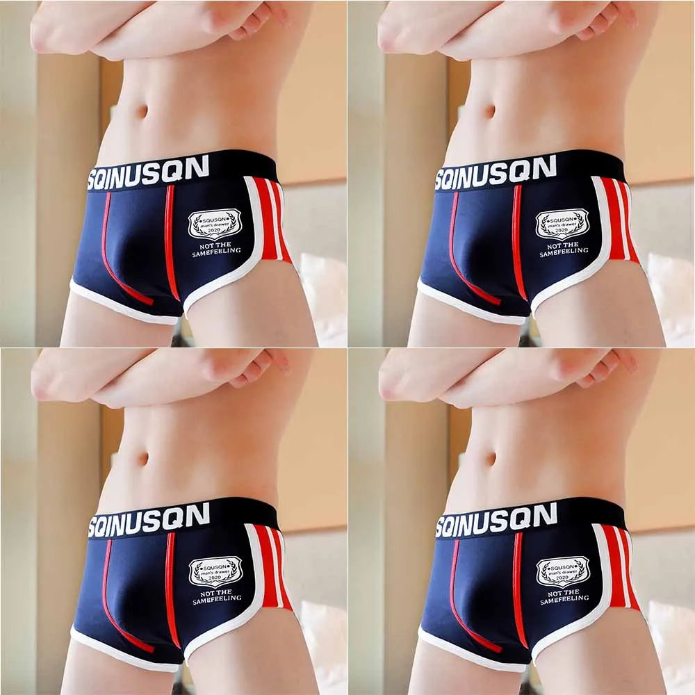 4ピース/ロット男性下着快適なボクサー綿cuecasボクサーメンズボクサー下着u凸男通気性underpant