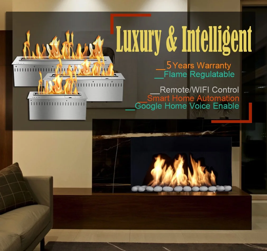 

21 AUG Inno-Fire 36 inch silver or black fireplace with remote cheminee bioethanol exterier