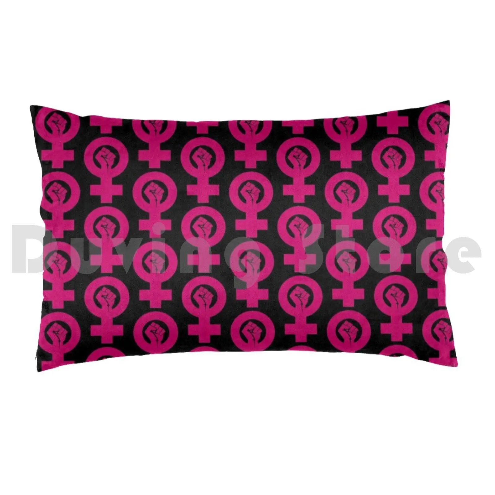 Feminist Woman Symbol Pillow Case Printed 50x75 Feminism Feminist Woman Girl Power Sex Good Feminine Pink Girl