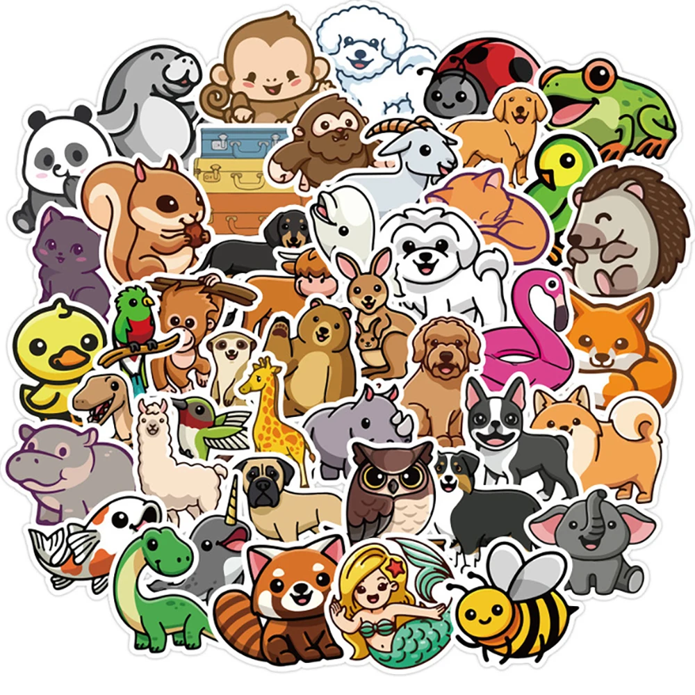 10/30/50PCS Kawaii Animal Cartoon Stickers Skateboard Fridge Phone Guitar Motorcycle Luggage Decal Sticker Fun for Kid Toy