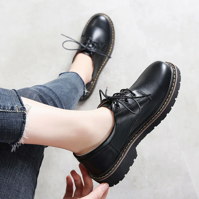Top Quality Black Lolita Shoes Flats Womens Oxford Fur Loafers Women Leather Mary Jane Shoes Teen Girls School Shoes Big Size 43 AliExpress
