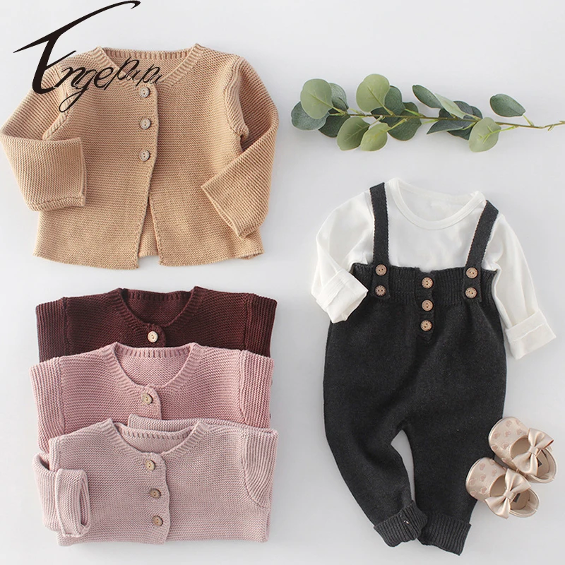 Engepapa Korean Style Spring Autumn Infant Baby Girls Clothing Suit Toddler Girls Clothing Sets Baby Girls Knitting Clothes Set