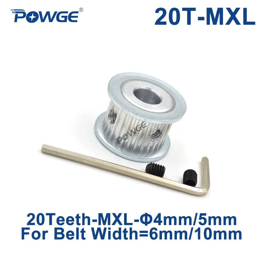 Polea de sincronización POWGE pulgadas trapezoidal 20 dientes MXL diámetro 4/5mm para ancho 6mm 10mm Correa sincrónica MXL 20-MXL-10 AF 20 dientes 20 T