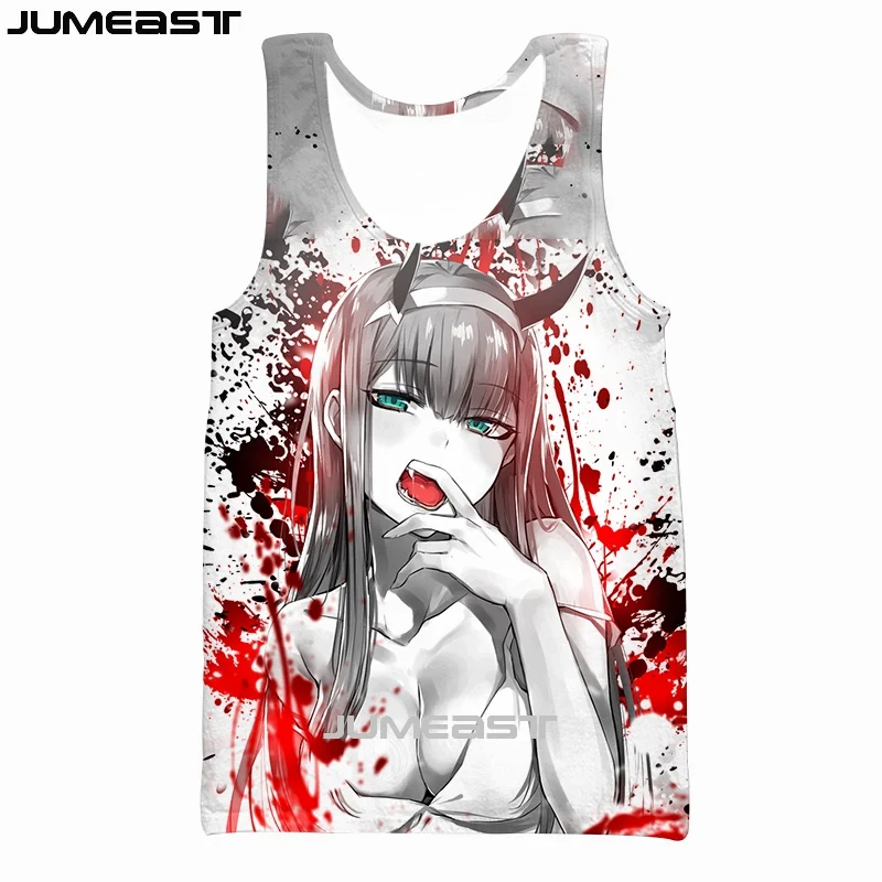 Jumeast Brand Men Women 3D Printed Vest Anime DARLING In The FRANXX Short Sleeve Fashion Sport Pullover Summer Tank Tops Tees