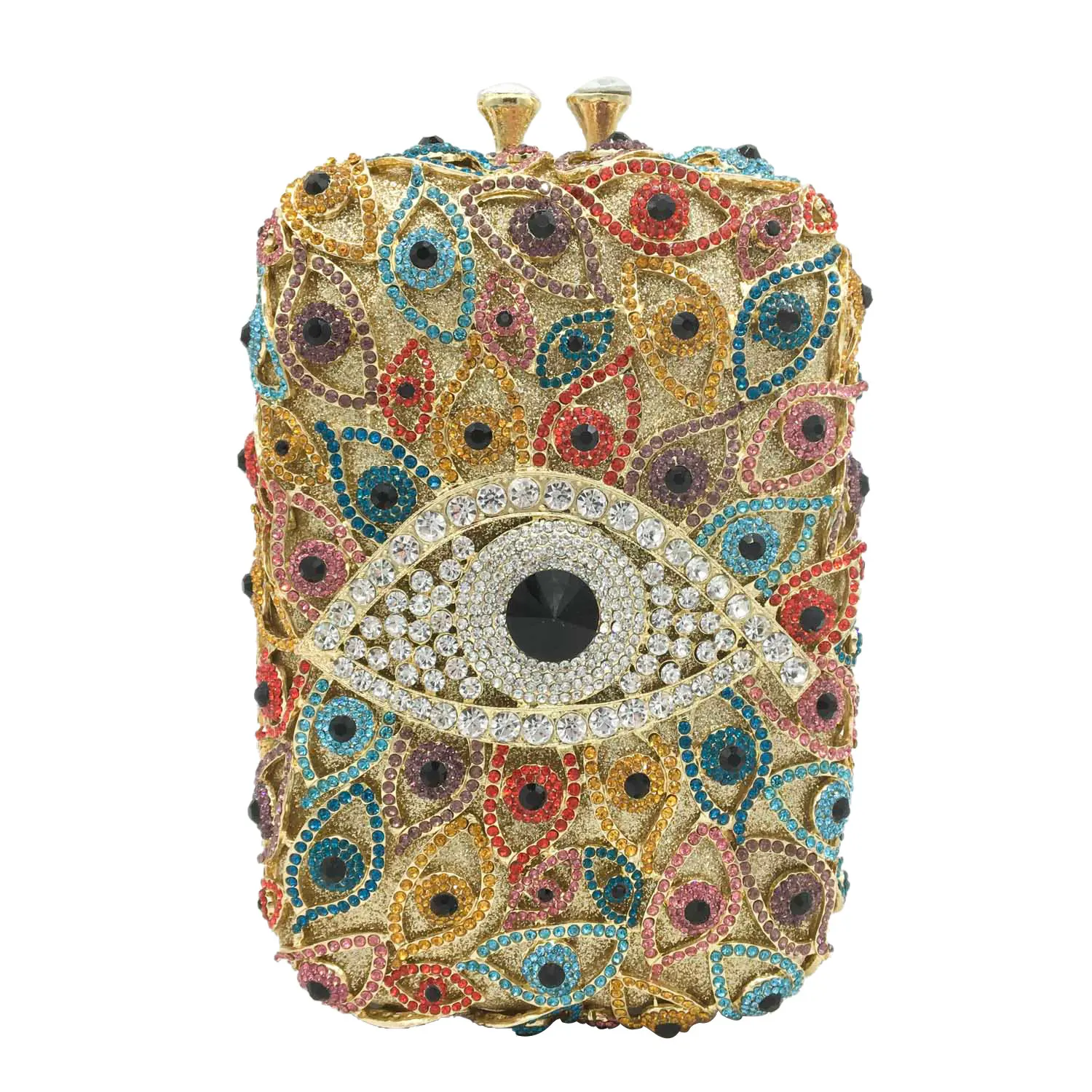 

Boutique De FGG Multicoloured Evil Eye Women Crystal Clutch Purses Party Cocktail Rhinestone Handbags Evening Minaudiere Bag