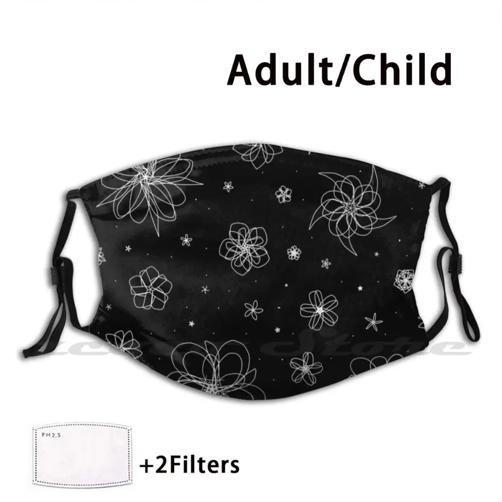 

Trips Washable Trending Customized Pm2.5 Filter Mask Black And White Black White B W Dark Night Sky Stars Flowers Lily Lilies