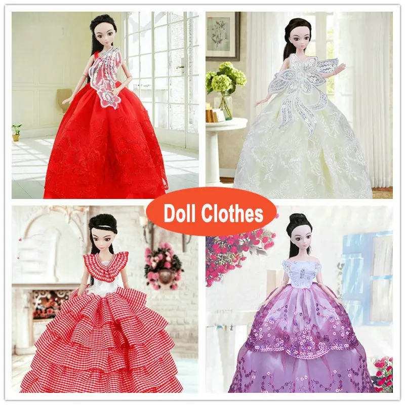 Handmade BABI Doll Clothes Girl Wedding Dress For Barbie 30cm 1/6 Jointed Dolls Accesories Toys For Girls