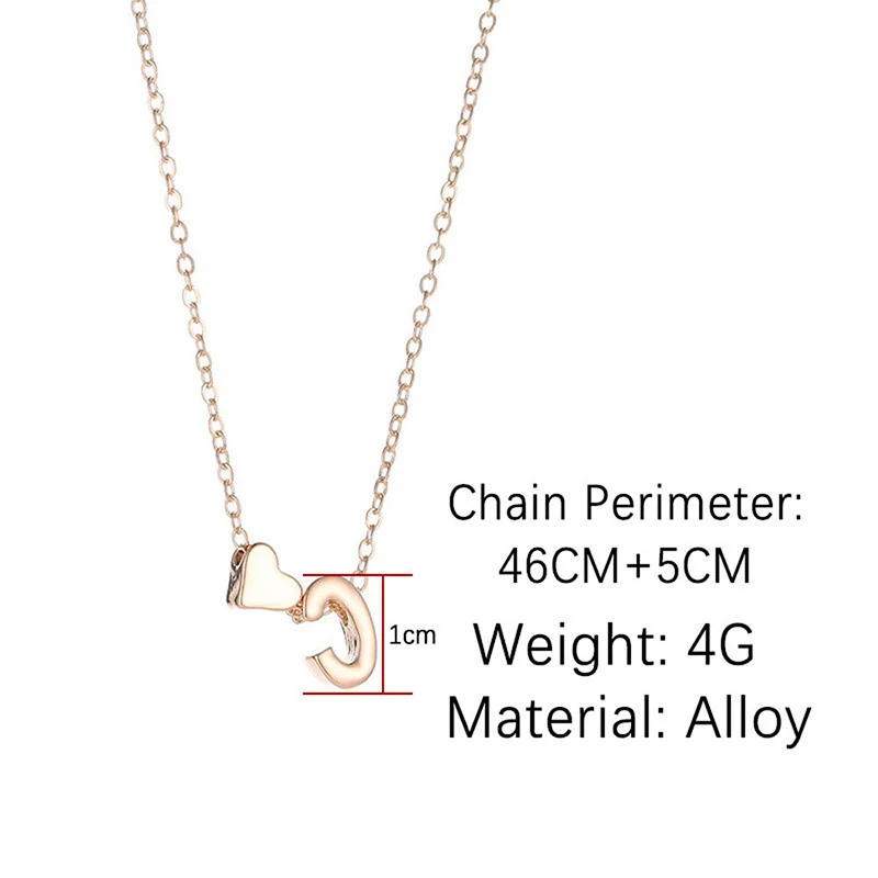 Fashion Tiny Heart Dainty Initial Necklace Gold Silver Color Cute Letter Name Choker Neck Chain For Women Pendant Jewelry Gift