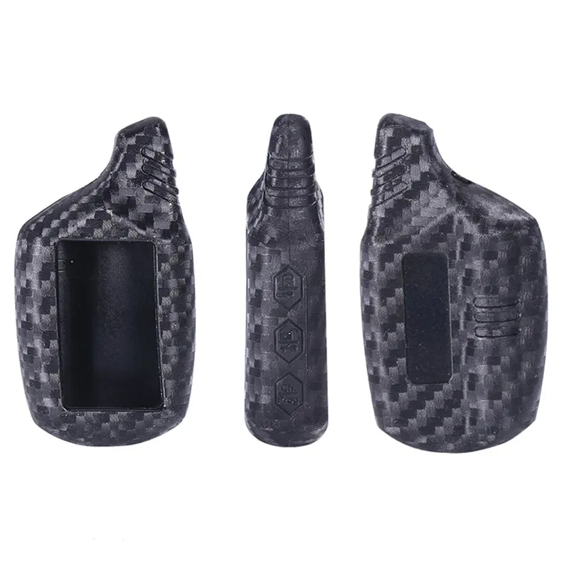 Carbon Fiber Silicone Key Cover For StarLine B9 V7 A61 A91 Starlionr Two Way Car Alarm Remote Control LCD Transmitter Case