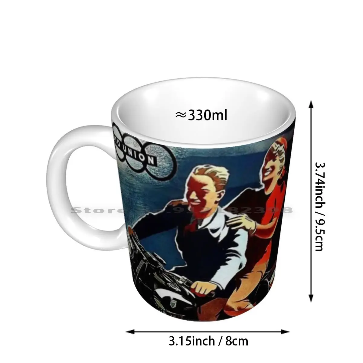 Motorcycle Fun...fabulous Fifties Ceramic Mugs Coffee Cups Milk Tea Mug Motorcycle Fun Fabulous Fifties Happy Young Couple On