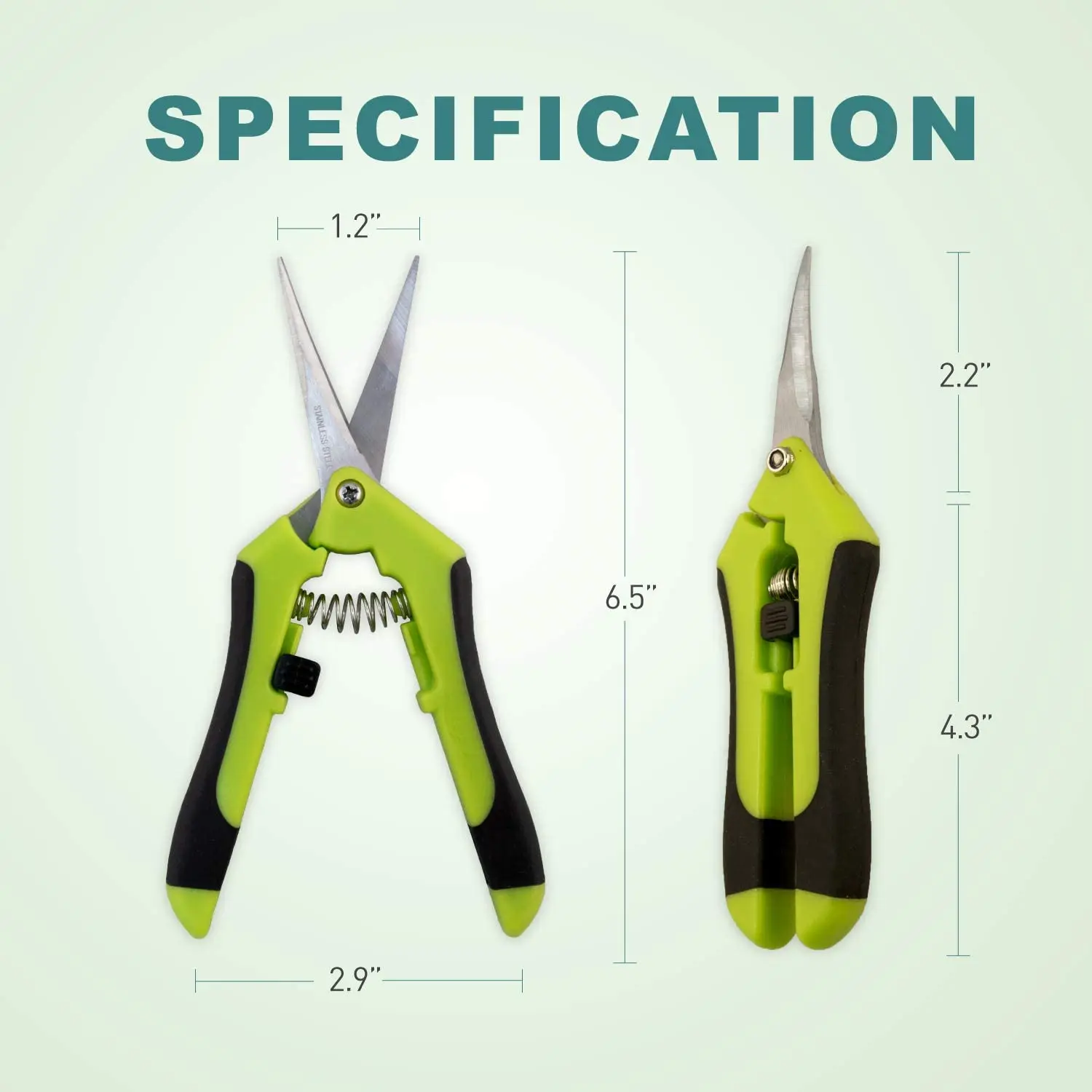 Trimming Scissors 6.5 Inch Gardening Hand Pruner Pruning Shear Stainless Steel Straight/ Curved Titanium Coated Precision Blades