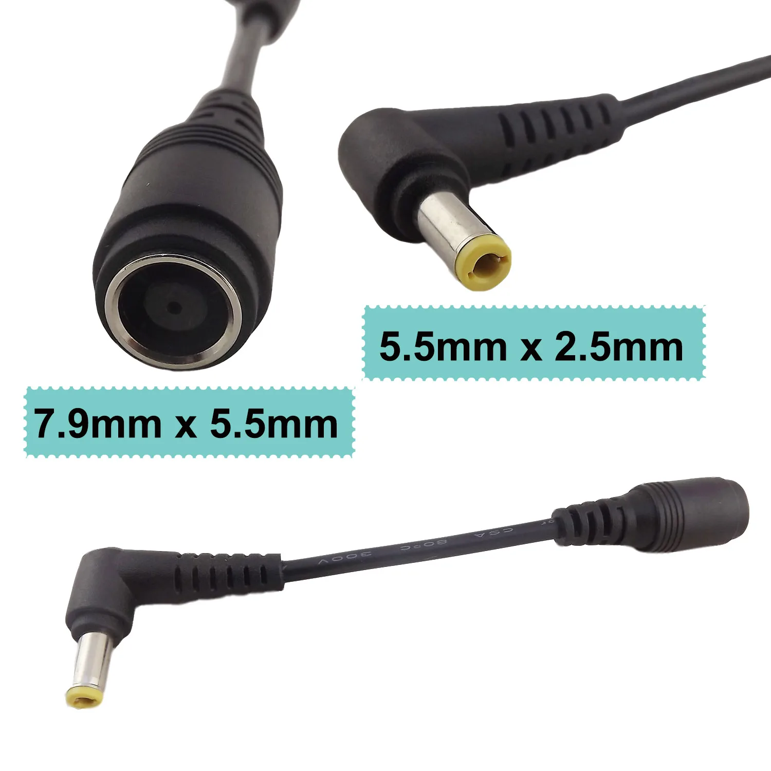1 szt. zasilacz DC 7,9 mm x 5,5 mm żeński na 5,5 mm x 2,5 mm męski adapter wtyczki kabel łączący do laptopa Lenovo IBM