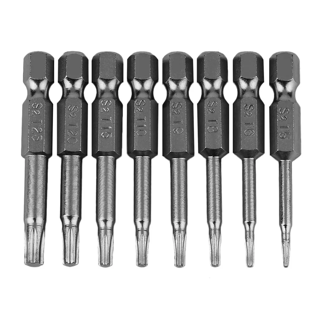 8 Buah Set Mata Obeng Torx Magnetik Profesional dan Praktis Obeng Listrik 50Mm Panjang Alat Terbaik