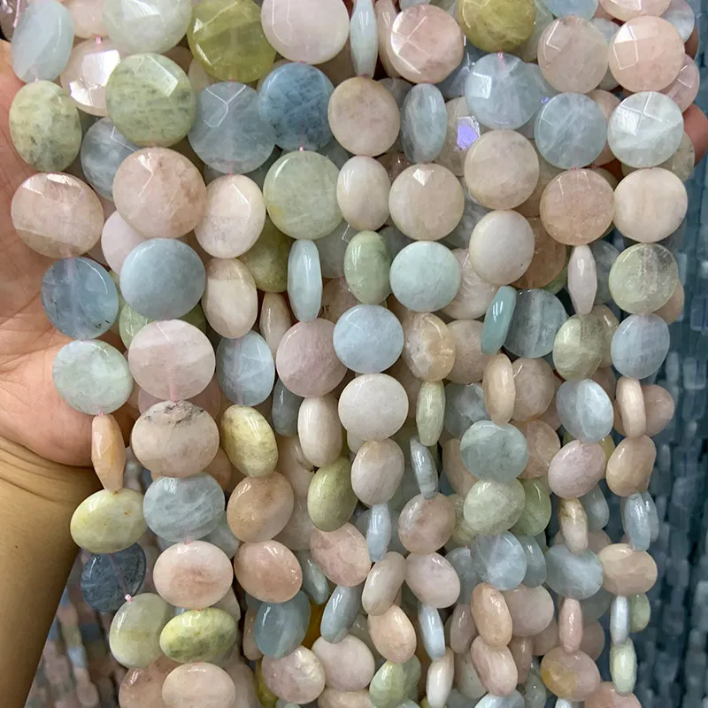 14-16mm Natural Morgan Beads Rondelle Pink Green Yellow Loose Stone Beads For Jewelry Making Beads Women Bracelets Necklace Gift