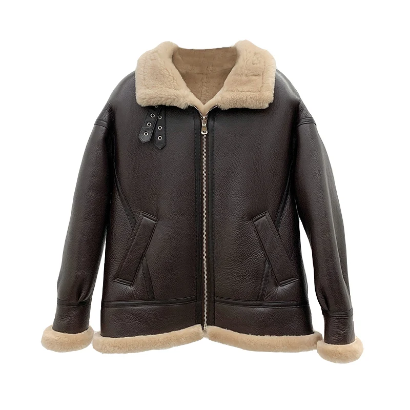 AYUNSUE ผู้หญิงขนสัตว์ธรรมชาติเสื้อ Famale ของแท้ Sheepskin หนังเสื้อแจ็คเก็ตอุ่น Manteau Femme Hiver 1129