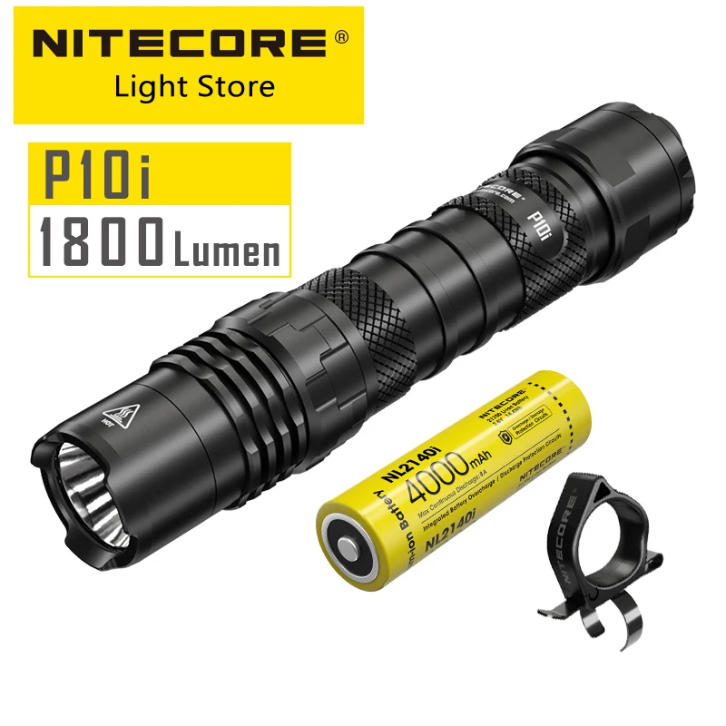 Nitecore P10i 1800 Lumen One-button Tactical Flashlight Small Straight Self Defense USB typeC Rechargeable Torch NL2140i Battery