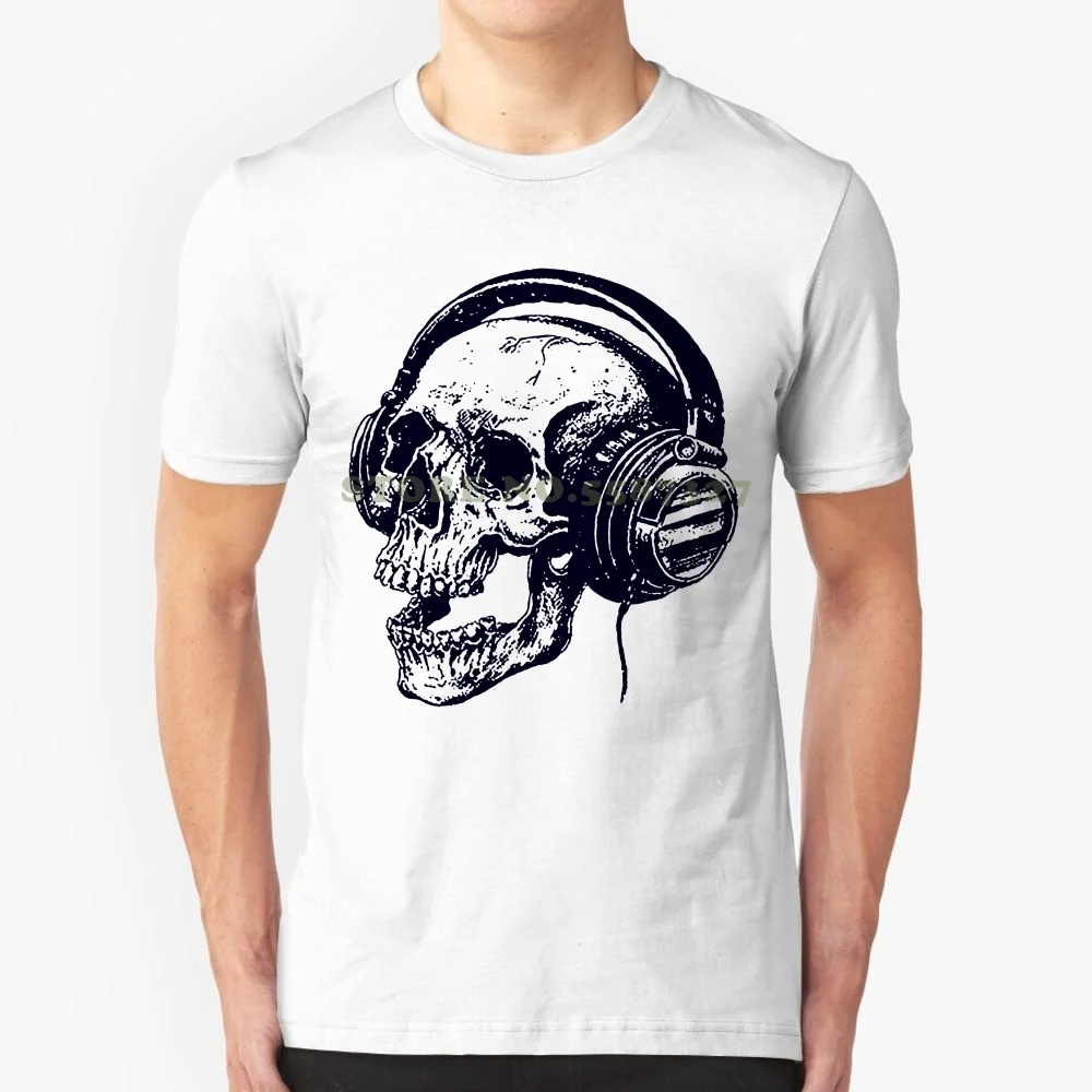 Men's T Shirt Fashion Maglietta Teschio Cuffioni Maglia Cuffie Dj Music Headphones Skull T Shirt Man